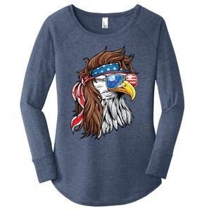 Patriotic Bald Eagle Mullet Usa American Flag 4th Of July Meaningful Gift Women's Perfect Tri Tunic Long Sleeve Shirt