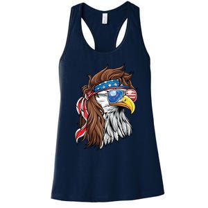 Patriotic Bald Eagle Mullet Usa American Flag 4th Of July Meaningful Gift Women's Racerback Tank