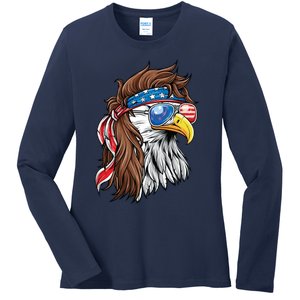 Patriotic Bald Eagle Mullet Usa American Flag 4th Of July Meaningful Gift Ladies Long Sleeve Shirt