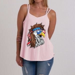 Patriotic Bald Eagle Mullet Usa American Flag 4th Of July Meaningful Gift Women's Strappy Tank