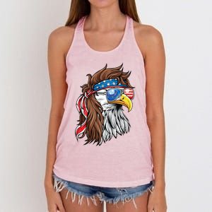 Patriotic Bald Eagle Mullet Usa American Flag 4th Of July Meaningful Gift Women's Knotted Racerback Tank