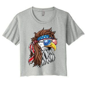 Patriotic Bald Eagle Mullet Usa American Flag 4th Of July Meaningful Gift Women's Crop Top Tee