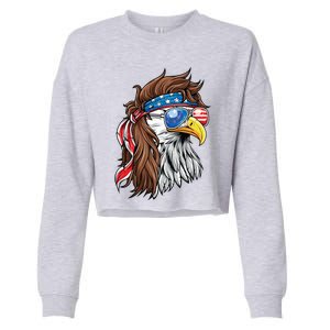 Patriotic Bald Eagle Mullet Usa American Flag 4th Of July Meaningful Gift Cropped Pullover Crew