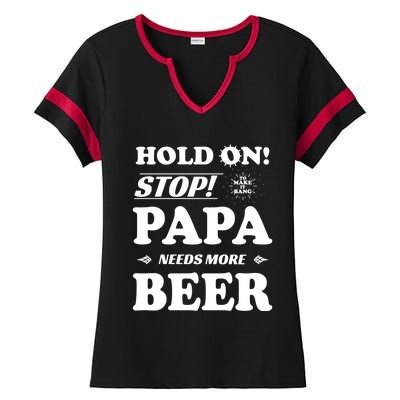 Papa Beer Er Gift Dads Funny Fathers Day Gift Ladies Halftime Notch Neck Tee