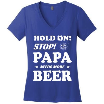 Papa Beer Er Gift Dads Funny Fathers Day Gift Women's V-Neck T-Shirt