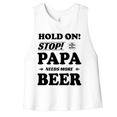 Papa Beer Er Gift Dads Funny Fathers Day Gift Women's Racerback Cropped Tank