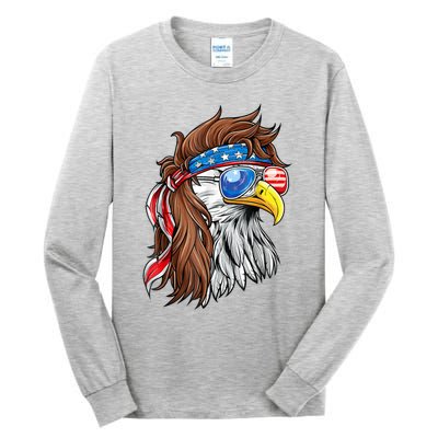 Patriotic Bald Eagle Mullet Usa American Flag 4th Of July Gift Tall Long Sleeve T-Shirt