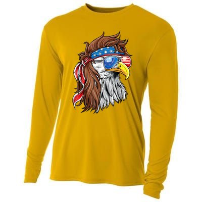 Patriotic Bald Eagle Mullet Usa American Flag 4th Of July Gift Cooling Performance Long Sleeve Crew