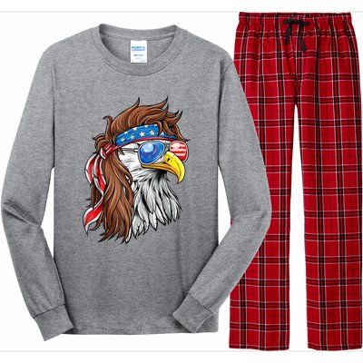 Patriotic Bald Eagle Mullet Usa American Flag 4th Of July Gift Long Sleeve Pajama Set