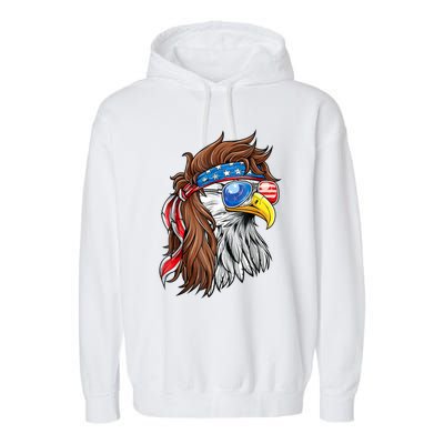 Patriotic Bald Eagle Mullet Usa American Flag 4th Of July Gift Garment-Dyed Fleece Hoodie