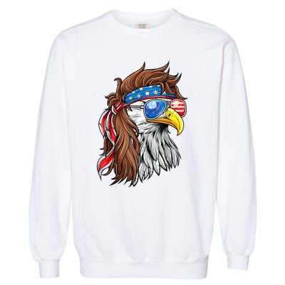 Patriotic Bald Eagle Mullet Usa American Flag 4th Of July Gift Garment-Dyed Sweatshirt