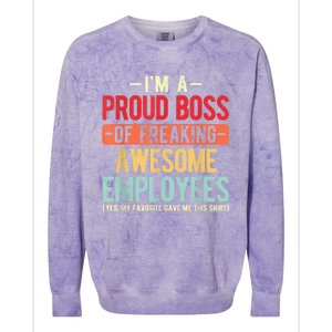 Proud Boss Employee Appreciation Retro Design For Funny Boss Colorblast Crewneck Sweatshirt