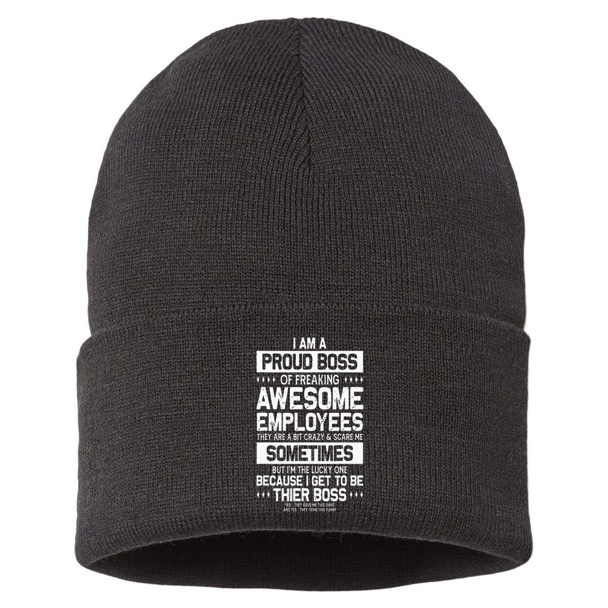 Proud Boss Employee Appreciation Office Men Funny Boss Sustainable Knit Beanie