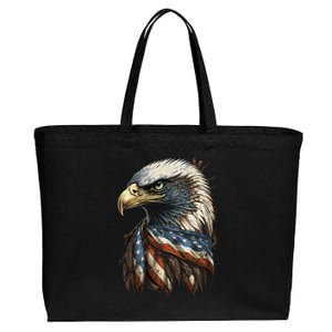 Patriotic Bald Eagle 4th Of July USA American Flag Cotton Canvas Jumbo Tote