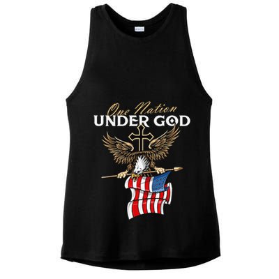 Patriotic Bald Eagle USA American Flag 4th of July Fourth Ladies PosiCharge Tri-Blend Wicking Tank