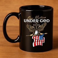 Patriotic Bald Eagle USA American Flag 4th of July Fourth 11oz C Handle Ceramic Mug