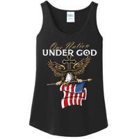 Patriotic Bald Eagle USA American Flag 4th of July Fourth Ladies Essential Tank