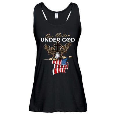 Patriotic Bald Eagle USA American Flag 4th of July Fourth Ladies Essential Flowy Tank