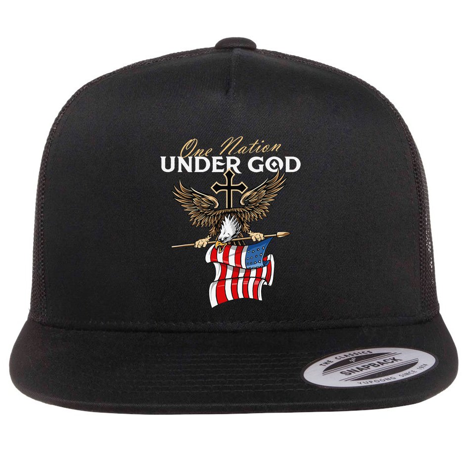 Patriotic Bald Eagle USA American Flag 4th of July Fourth Flat Bill Trucker Hat