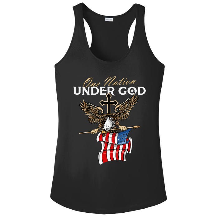 Patriotic Bald Eagle USA American Flag 4th of July Fourth Ladies PosiCharge Competitor Racerback Tank