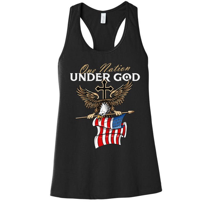 Patriotic Bald Eagle USA American Flag 4th of July Fourth Women's Racerback Tank