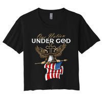 Patriotic Bald Eagle USA American Flag 4th of July Fourth Women's Crop Top Tee