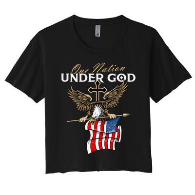 Patriotic Bald Eagle USA American Flag 4th of July Fourth Women's Crop Top Tee