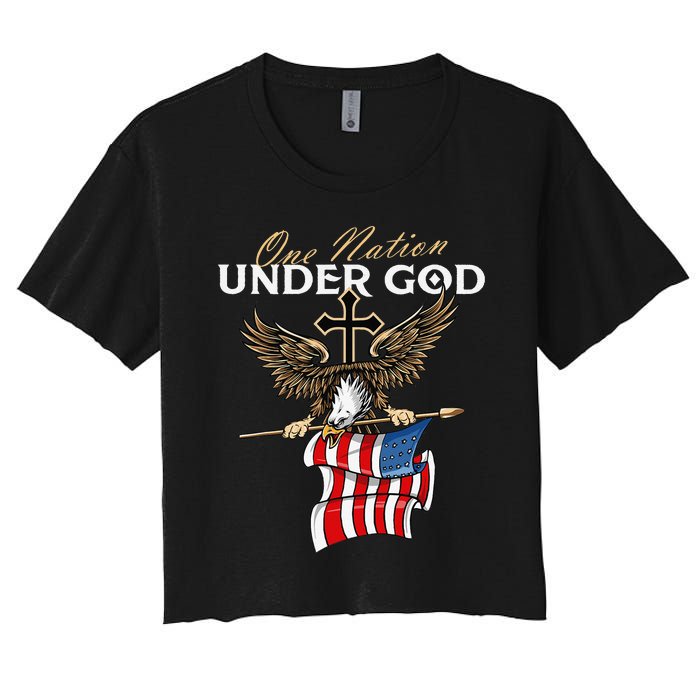 Patriotic Bald Eagle USA American Flag 4th of July Fourth Women's Crop Top Tee