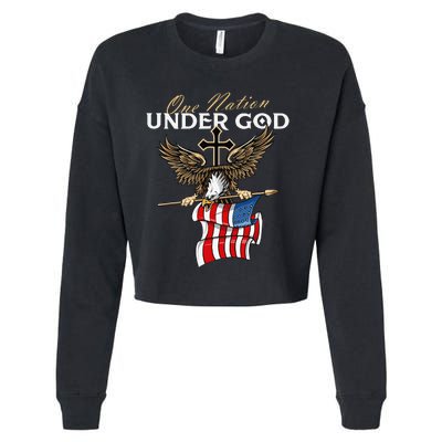 Patriotic Bald Eagle USA American Flag 4th of July Fourth Cropped Pullover Crew