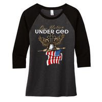 Patriotic Bald Eagle USA American Flag 4th of July Fourth Women's Tri-Blend 3/4-Sleeve Raglan Shirt