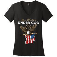 Patriotic Bald Eagle USA American Flag 4th of July Fourth Women's V-Neck T-Shirt