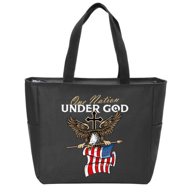 Patriotic Bald Eagle USA American Flag 4th of July Fourth Zip Tote Bag