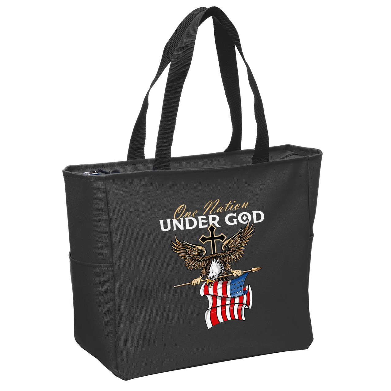 Patriotic Bald Eagle USA American Flag 4th of July Fourth Zip Tote Bag