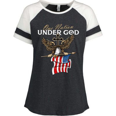 Patriotic Bald Eagle USA American Flag 4th of July Fourth Enza Ladies Jersey Colorblock Tee