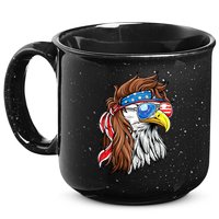 Patriotic Bald Eagle Mullet USA American Flag 4th Of July 15oz Campfire Ceramic Mug