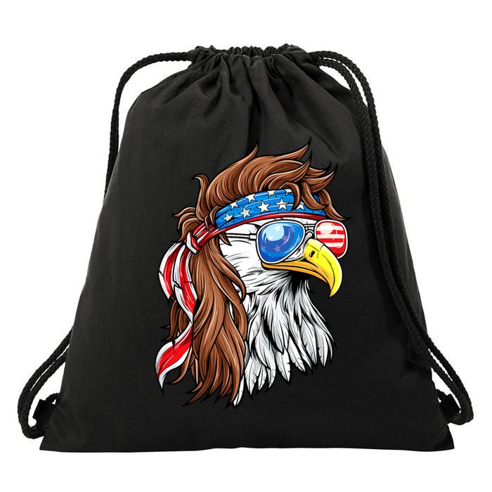 Patriotic Bald Eagle Mullet USA American Flag 4th Of July Drawstring Bag