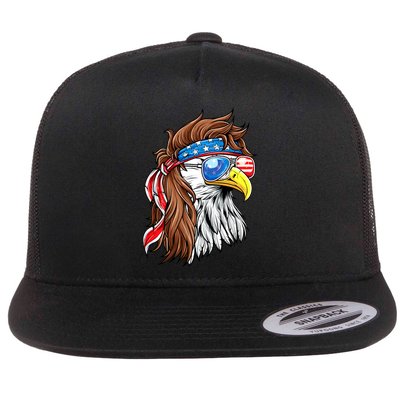 Patriotic Bald Eagle Mullet USA American Flag 4th Of July Flatbill Hat