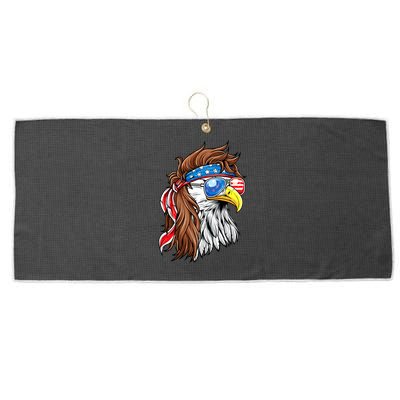 Patriotic Bald Eagle Mullet USA American Flag 4th Of July Large Microfiber Waffle Golf Towel