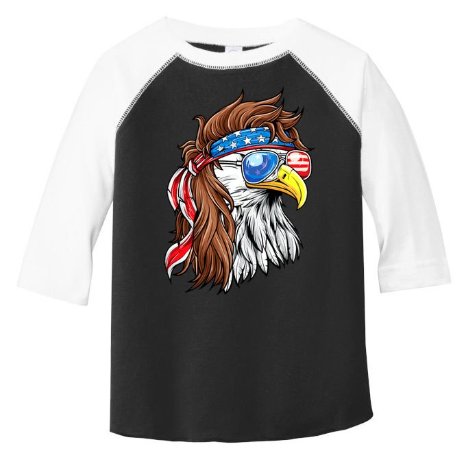 Patriotic Bald Eagle Mullet USA American Flag 4th Of July Toddler Fine Jersey T-Shirt