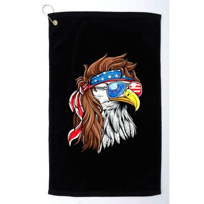 Patriotic Bald Eagle Mullet USA American Flag 4th Of July Platinum Collection Golf Towel