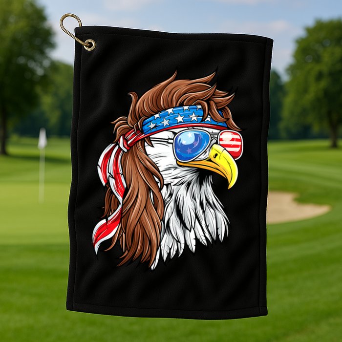 Patriotic Bald Eagle Mullet USA American Flag 4th Of July Golf Towel