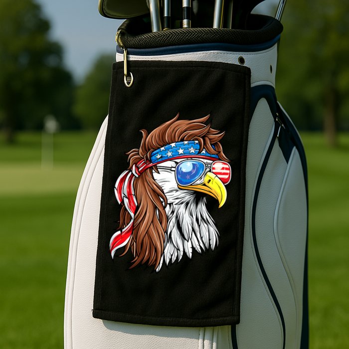 Patriotic Bald Eagle Mullet USA American Flag 4th Of July Golf Towel
