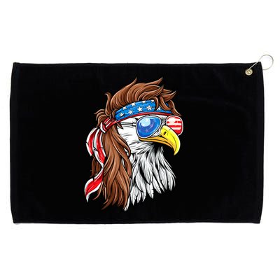 Patriotic Bald Eagle Mullet USA American Flag 4th Of July Grommeted Golf Towel