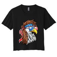 Patriotic Bald Eagle Mullet USA American Flag 4th Of July Women's Crop Top Tee