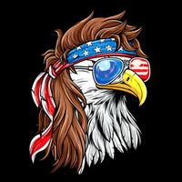 Patriotic Bald Eagle Mullet USA American Flag 4th Of July Cropped Pullover Crew