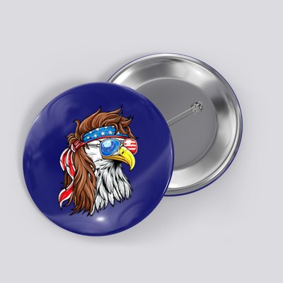 Patriotic Bald Eagle Mullet USA American Flag 4th Of July Button