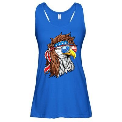 Patriotic Bald Eagle Mullet USA American Flag 4th Of July Ladies Essential Flowy Tank