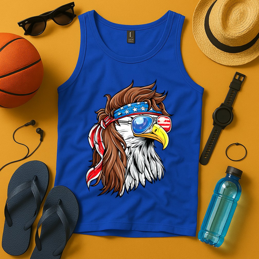 Patriotic Bald Eagle Mullet USA American Flag 4th Of July Tank Top
