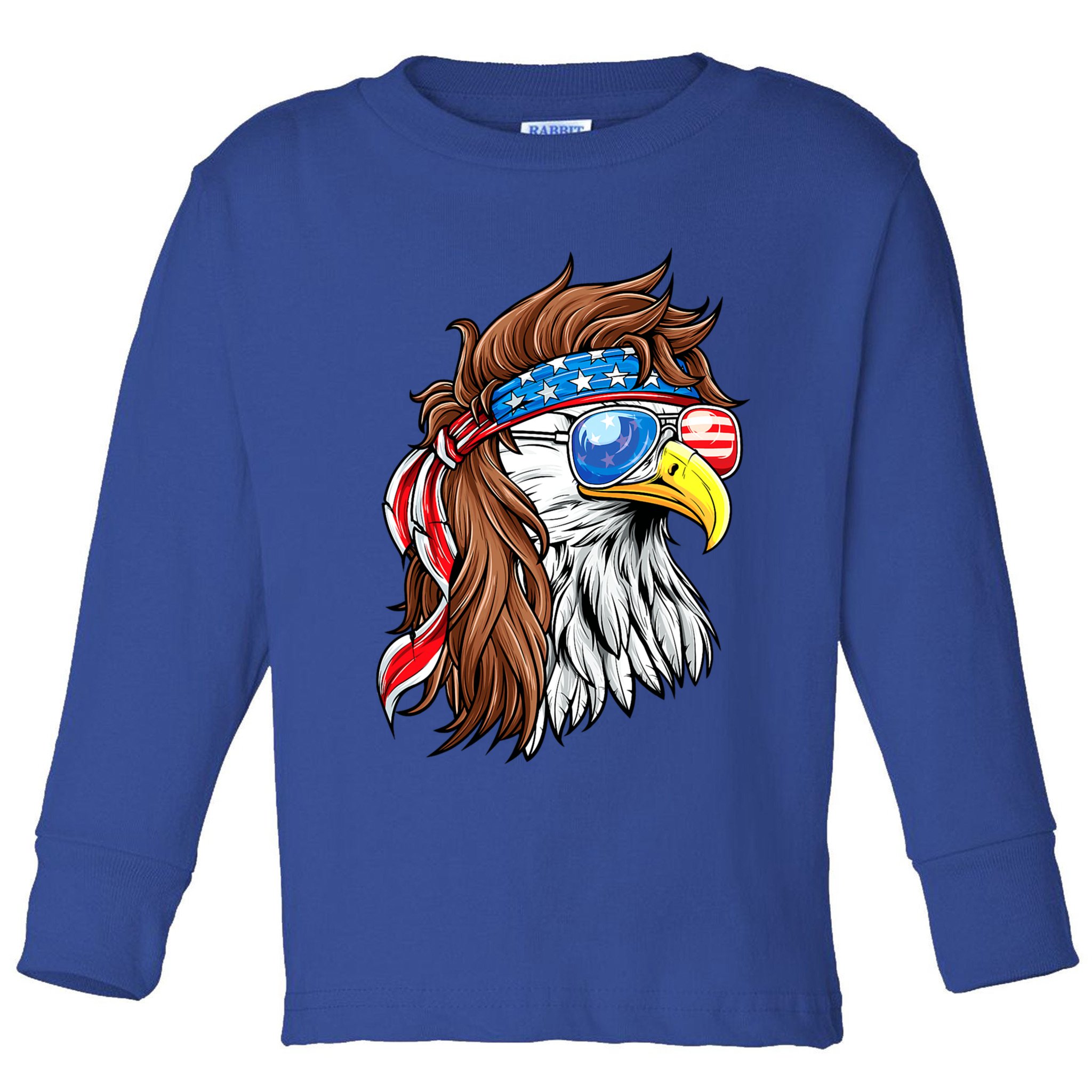 Patriotic Bald Eagle Mullet USA American Flag 4th Of July Toddler Long Sleeve Shirt