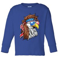 Patriotic Bald Eagle Mullet USA American Flag 4th Of July Toddler Long Sleeve Shirt